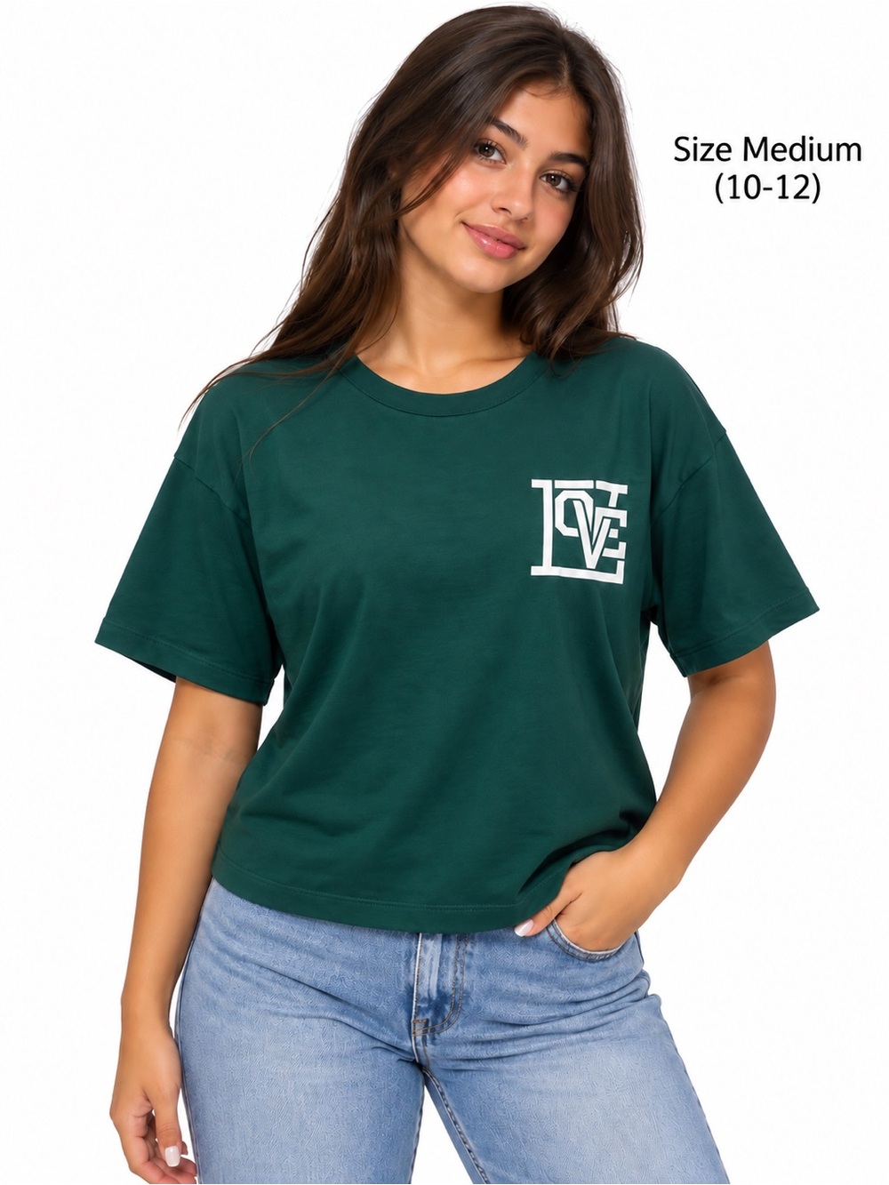 Xersion Deep Green LOVE Boxy Tee